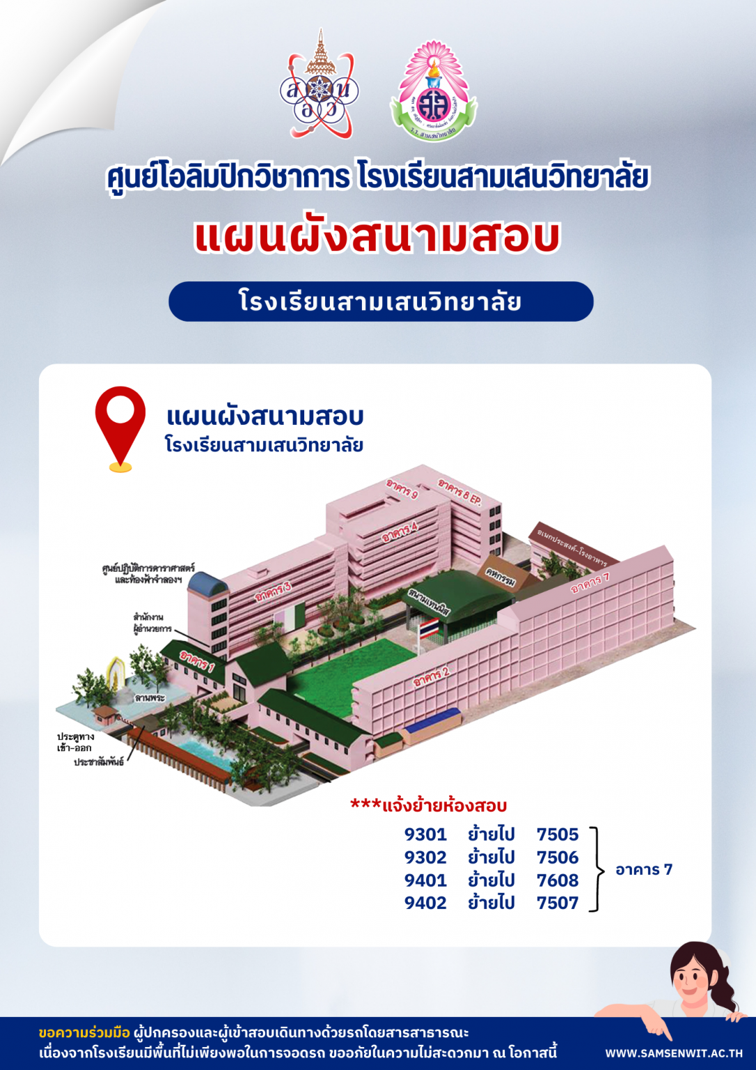 ข้อปฏิบัติสำหรับผู้เข้าสอบ สอวน. สนามสอบโรงเรียนสามเสนวิทยาลัย วัน