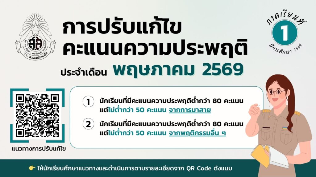 กิจกรรมการปรับแก้ไขคะแนนความประพฤติ ประจำเดือน พฤษภาคม 2569