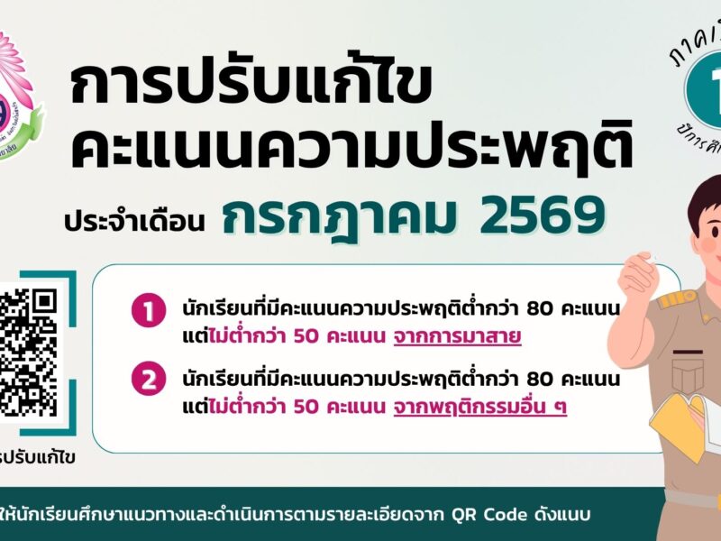 กิจกรรมการปรับแก้ไขคะแนนความประพฤติ ประจำเดือน กรกฎาคม 2569