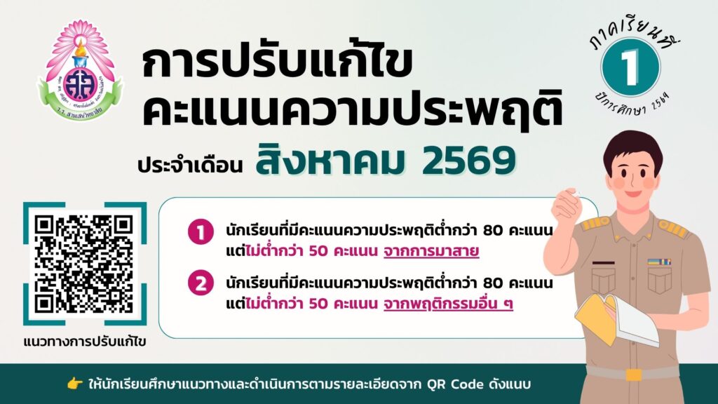 กิจกรรมการปรับแก้ไขคะแนนความประพฤติ ประจำเดือน สิงหาคม 2569