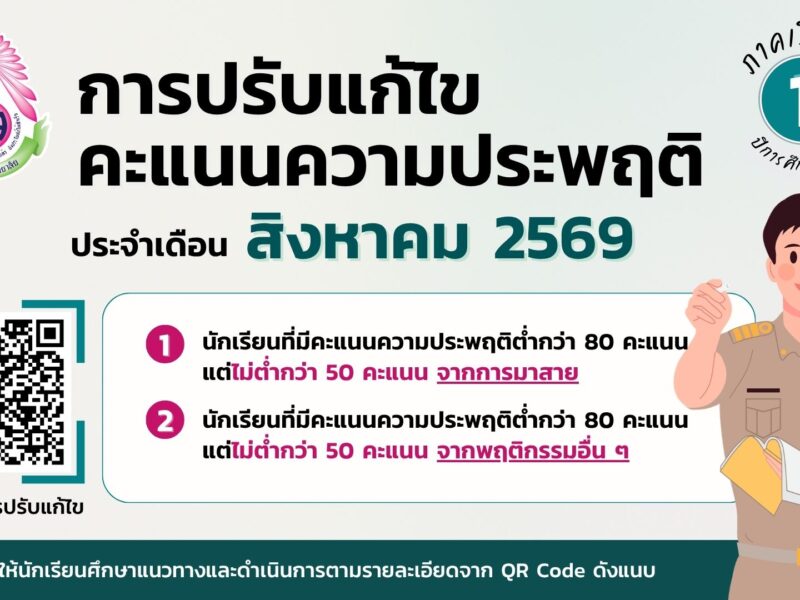 กิจกรรมการปรับแก้ไขคะแนนความประพฤติ ประจำเดือน สิงหาคม 2569