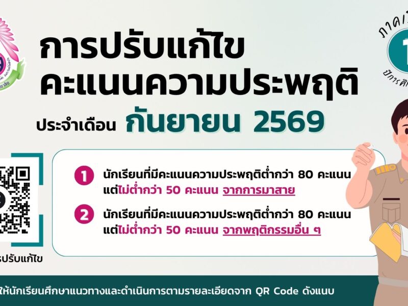 กิจกรรมการปรับแก้ไขคะแนนความประพฤติ ประจำเดือน กันยายน 2569